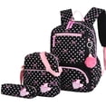 thumbnail image 2 of Mochila escolar con estampado de puntos para niños y niñas, morral escolar encantador, a la moda, 3 unidades por Set, 2 of 4