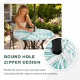 thumbnail image 4 of Round Outdoor Tablecloth with Umbrella Hole and Zipper, Teal Green Monstera Deliciosa Tablecloth with Elastic Waterproof, Summer Botanical Tropical Patio Table Covers for 31" - 35" Pool Tables, 4 of 9
