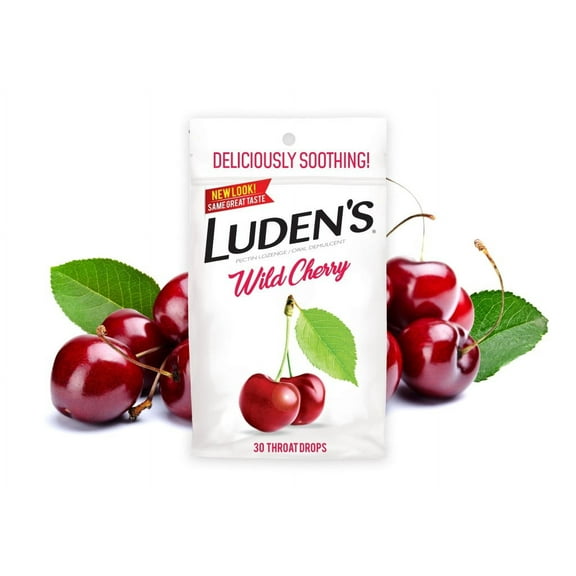 Luden's Wild Cherry Throat Drops | Deliciously Soothing | 30 Drops | 1 Bag