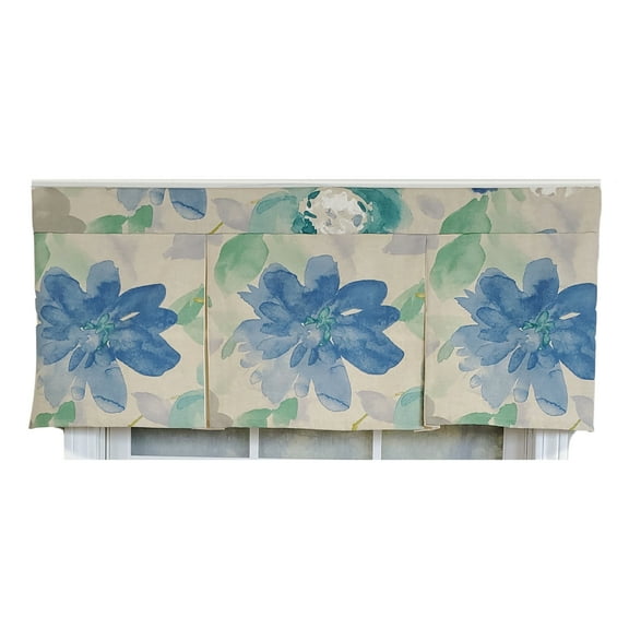RLF Home 3" Rod Pocket High Quality Fabric Mantra Pleated Valance for Windows 50" x 17" Azure