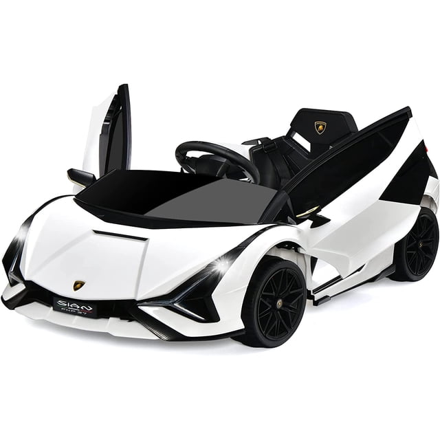 OLAKIDS 12V Licensed Lamborghini Sian Kids Ride On Car with Parent Remote Control, Spring Suspension, MP3 Player, Electric Toy Roadster Carbon Fiber Textured for Toddler