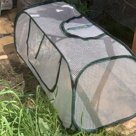 Mosiee Pvc Mini Greenhouse Cover with Roll-Up Zipper Door for Frost Protection Of Vegetables Fruits And Flowers with Ground Stakes Green