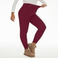 thumbnail image 2 of Nokdvo Leggings with Pocket for Women Yoga Fleece Lined Fleece Lined Fashion 2025 Soft Stretch High Waisted Pants for Workout Fall Winter Solid ColorPants Xl-5xl,Wine 2XL, 2 of 4