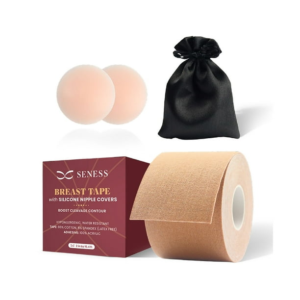SENESS Boob Tape with Pair of Nipple Cover | Sticky Bra | Boobtape,  Strapless Bra, Backless Bra, Nipple Pasties, Body Tape
