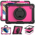 thumbnail image 5 of SaniMore for Samsung Galaxy Tab A8 10.5 inch 2022 SM-X200/SM-X205 Back Case with 360° Rotating Kickstand Holder Screen Protector Tri-layer Heavy Duty Drop-resistant Shockproof Case, Rose/Black, 5 of 10