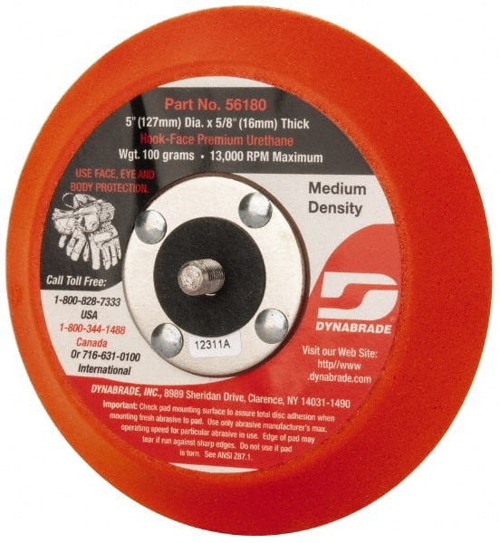 Dynabrade 5" Diam Hook & Loop Disc Backing Pad Medium Density, 13,000