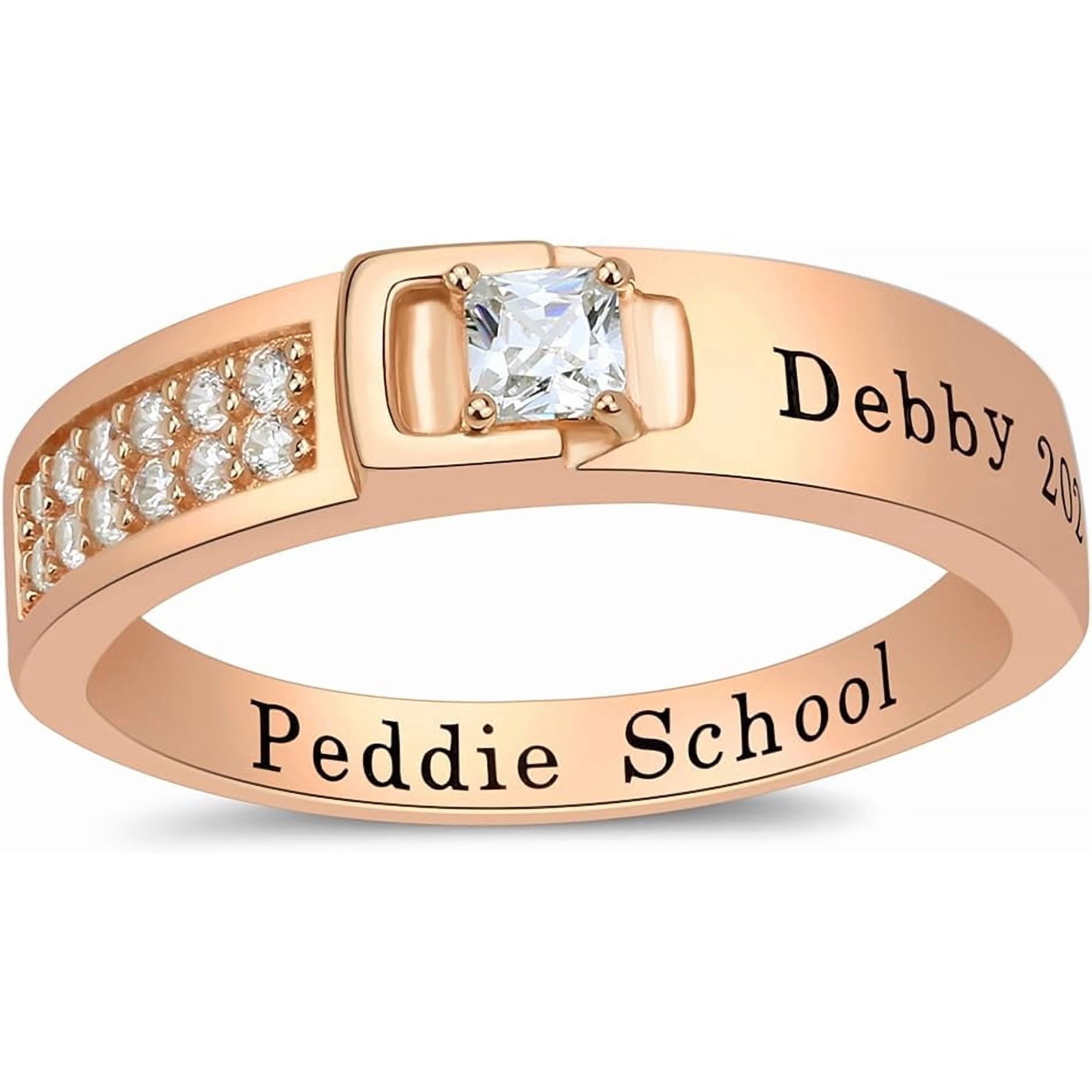 Ccjcinata Personalized Customizable class rings for men high school graduation rings for men ( Rose Gold Plated)