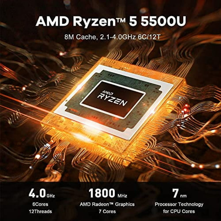 Beelink SER5 Mini PC AMD Ryzen 5 5500U 6 Core(Up to 4GHz),16GB DDR4 RAM  500GB NVME M.2 SSD, Win 11 Pro Mini Desktop Computer Support 4K@60Hz Triple  Display/WiFi 6/BT 5.2/USB3.2 for Home/Office 