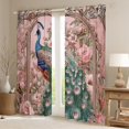thumbnail image 2 of Castle Fairy Teens Vintage Flowers Animal Peacock Blackout Curtains Set of 2 (52x84 Each),Chic Floral Pink Peony Window Curtains,Retro Exotic Luxury Aesthetic Curtains and Drapes, 2 of 6