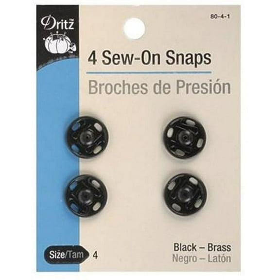 Dritz Sew-On Snaps 4/Pkg-Black Size 4