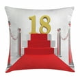 thumbnail image 1 of 18th Birthday Decoration Throw Pillow Cushion Cover, Hollywood Greeting for a 18 Year Old Star Party Image, Decorative Square Accent Pillow Case, 24 X 24 Inches, Red Silver and White, by Ambesonne, 1 of 2
