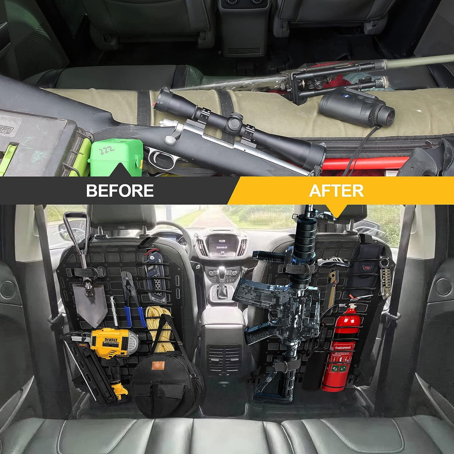 Tactical Seat Back Organizer  Rigid Molle Panel Trucks, SUV, Cars