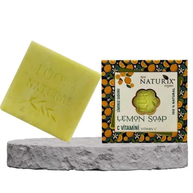 Jabón de barra orgánico Jabón hidratante hecho de aceite natural | Jabón de baño para cabello, manos, cara y cuerpo | Champú limpiador para el cuidado de la piel (limón)
