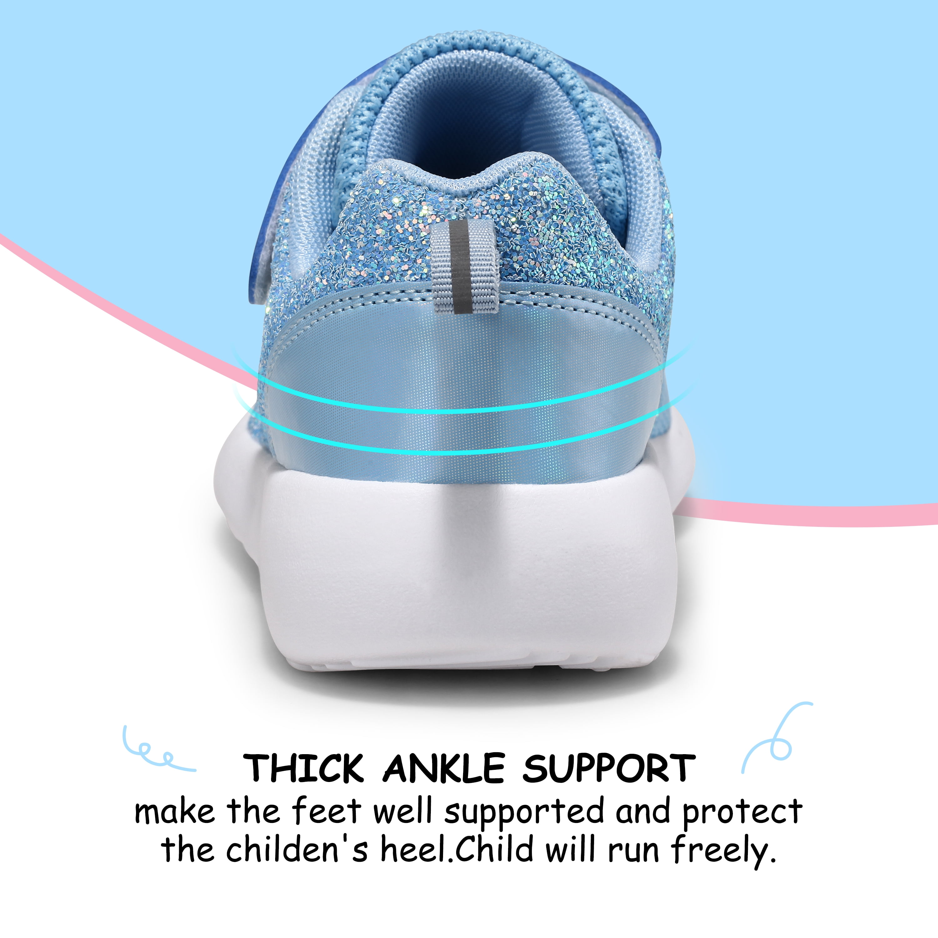 HARVEST LAND Girls Glitter Sneakers Slip-on Athletic Tennis Shoes for Boys Toddler Little/Big Kids