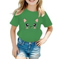 thumbnail image 1 of PMVFHDE Hauts Fille Hauts pour Fille 2025 Hauts d'Été Tendance Hauts Fille Hauts Fille Hauts Été Enfant Filles Mignon Graphique Col Rond Manches Courtes T-Shirt Décontracté Été Vert, 5-6 Ans, 1 of 5