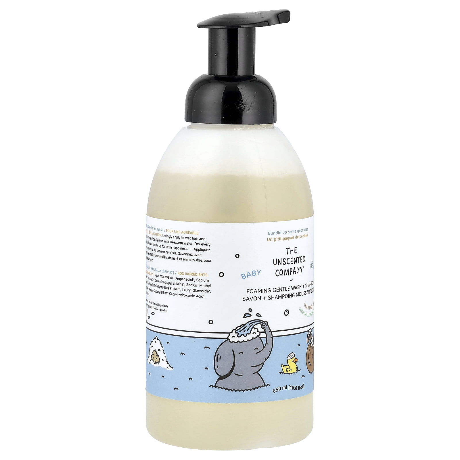 The Unscented Company Baby, Foaming Gentle Wash + Shampoo, Fragrance Free, 18.6 fl oz (550 ml)
