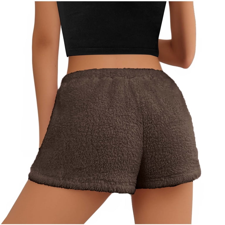 BLTIBY Women's Fuzzy Pajama Shorts Casual Fleece Lounge Short