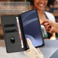 thumbnail image 6 of Wallet Leather Case For Samsung Galaxy A37 5G 6.7",with Card Holder, Shockproof ,Kickstand ,Embossed Multifunctional Magnetic Phone Case,Black,For Galaxy A37 5G, 6 of 7