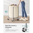 thumbnail image 4 of SONGMICS HOME Carro de la Ropa Sucia con Ruedas, 110 L, Cesta Redonda para la Colada, con Bolsa Extraíble, 4 Ruedas y 2 Frenos, Blanco y Plata, 4 of 6