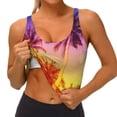 thumbnail image 4 of Xecao Palm Trees at Sunset for Sports Bra with Removable Pads, Crop Tank Top Design, Women's Longline Sports Bra - Non-Wired - Large, 4 of 9