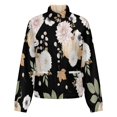 thumbnail image 5 of Jackets for Women Winter Coat Jackets Flannel Stand Collar Jacket(Pumpkin Floral Pattern Black,Size:S-4XL), 5 of 7