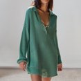 thumbnail image 4 of Suéter Mono básico con cuello vuelto para mujer, traje holgado de estilo Vintage con cuello en V para vacaciones Ygjytge Verde T L para Mujer, 4 of 7