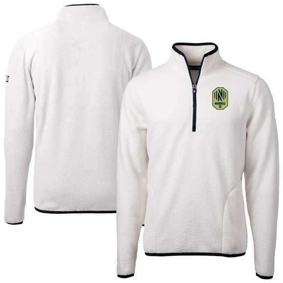 Men's Cutter & Buck White Nashville SC Cascade Eco Fleece Quarter-Zip Jacket