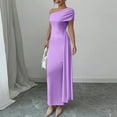 thumbnail image 2 of Stichou Dresses for Women 2026 Elegant One Off The Shoulder Long Sleeve Spring Summer Formal Wedding Guest Bodycon Maxi Dress Purple S, 2 of 4