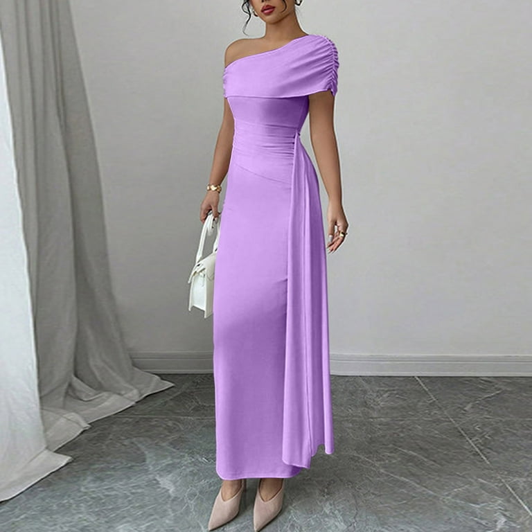 Stichou Dresses for Women 2026 Elegant One Off The Shoulder Long Sleeve Spring Summer Formal Wedding Guest Bodycon Maxi Dress Purple S - Walmart.com Stichou Dresses for Women 2026 Elegant One Off The Shoulder Long Sleeve Spring Summer Formal Wedding Guest Bodycon Maxi Dress Purple S - Walmart.com