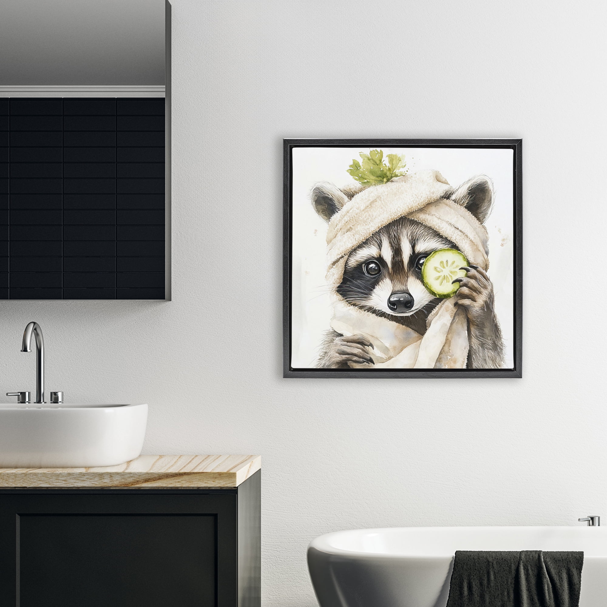 Stupell Industries Time To Depuff Self Care Black Framed Floater Canvas Wall Art, design by Tina LeCour