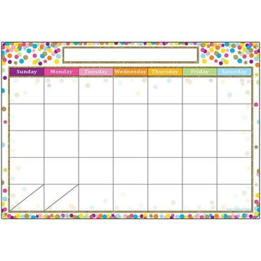 Smart Confetti Calendar Chart Dry-Erase Surface - 6 Each