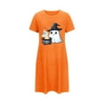 thumbnail image 5 of Tnhcen Halloween Party Essential Plus Size Cartoon Print Short Sleeve Sleep Dress Round Neck Soft Polyester Spandex S-2XL for Stylish Comfort, 5 of 5