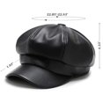 thumbnail image 4 of Minzimin Women's PU Leather Plain 8 Panel Octagonal Hat British Style Artist Painter Newsboy Cap, 4 of 8