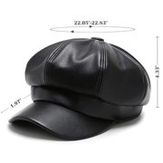 Minzimin Women's PU Leather Plain 8 Panel Octagonal Hat British Style Artist Painter Newsboy Cap