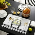 thumbnail image 4 of Placemats Set of 6 Washable,Black Buffalo Check Lemon Truck Gnome Placemat for Dining Table Decorations, Heat-Proof Table Mats for Kitchen Dinner Banquet Rustic Wood, 4 of 6