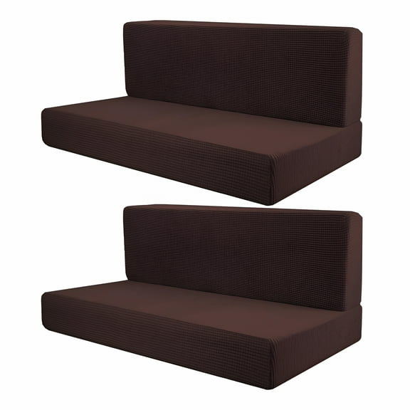 LAMIRO 2Pcs RV Seat Covers Camper Cushion Covers Easy Fitted Comfort Camper Cushion Slipcovers Sofa Furniture Protector for Trailers dark brown