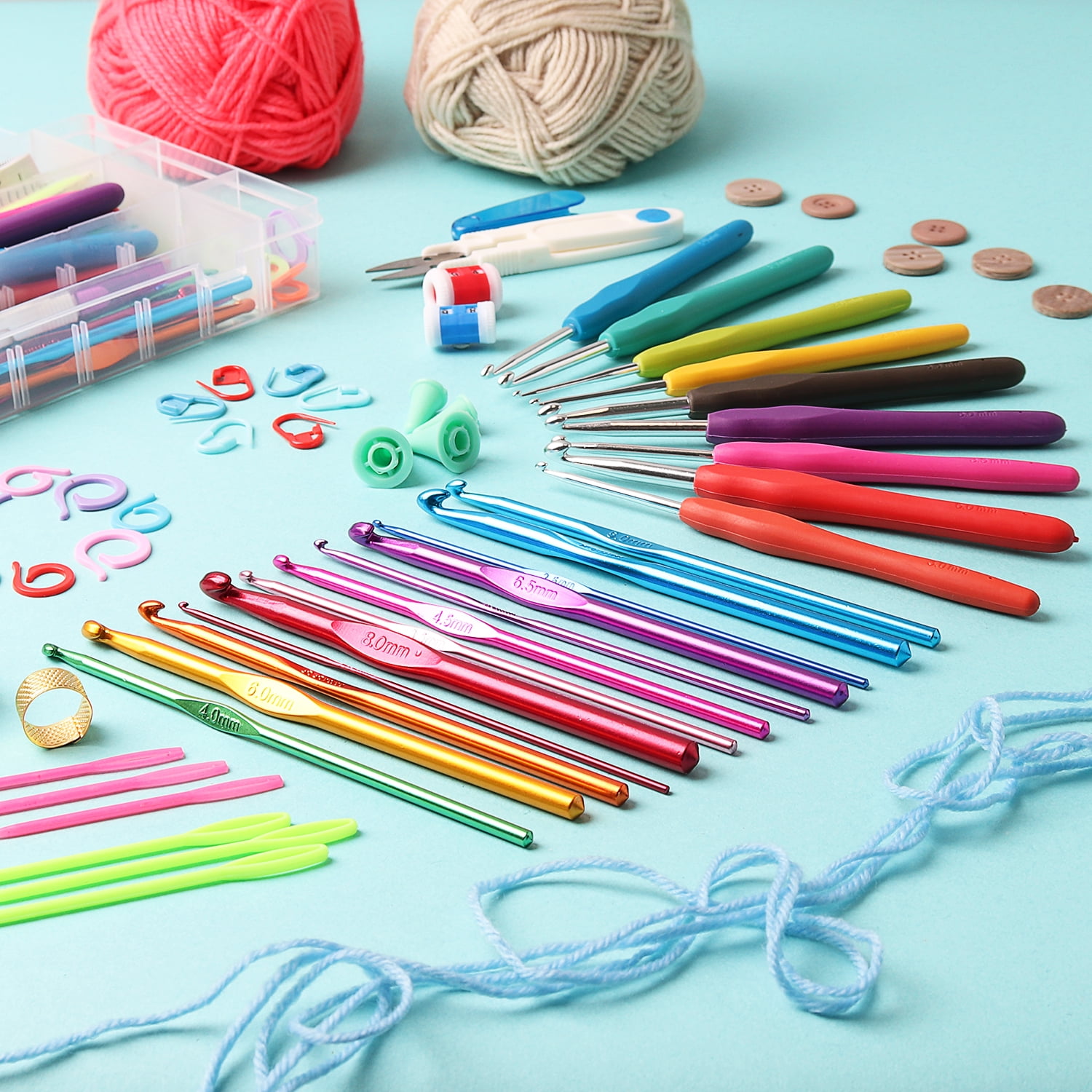 Hearth & Harbor Crochet Counter, Crochet Hook Set with Crochet Needles and  Accessories, 23pc 