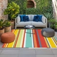 thumbnail image 2 of Red Aqua Stripe Outdoor Rug for Patio/Deck/Porch, Non-Slip Large Area Rug 5 x 7 Ft, Country Abstract Art Colorful Striped Indoor Outdoor Rugs Washable Area Rugs, Reversible Camping Rug Carpet Runner, 2 of 8