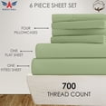 thumbnail image 3 of 30-INCH EXTRA DEEP POCKETS - 6 PC Alaskan King Sheet Set - (Extra Pillowcases, Fitted & Flat) 700-Thread-Count 100% Egyptian Cotton, Sateen Weave - Long Staple 700TC Cotton- Sage, 3 of 7
