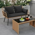 thumbnail image 4 of Costway Patio Wicker Loveseat Furniture with Seat Back Cushions, Heavy-Duty Metal Legs Black, 4 of 9