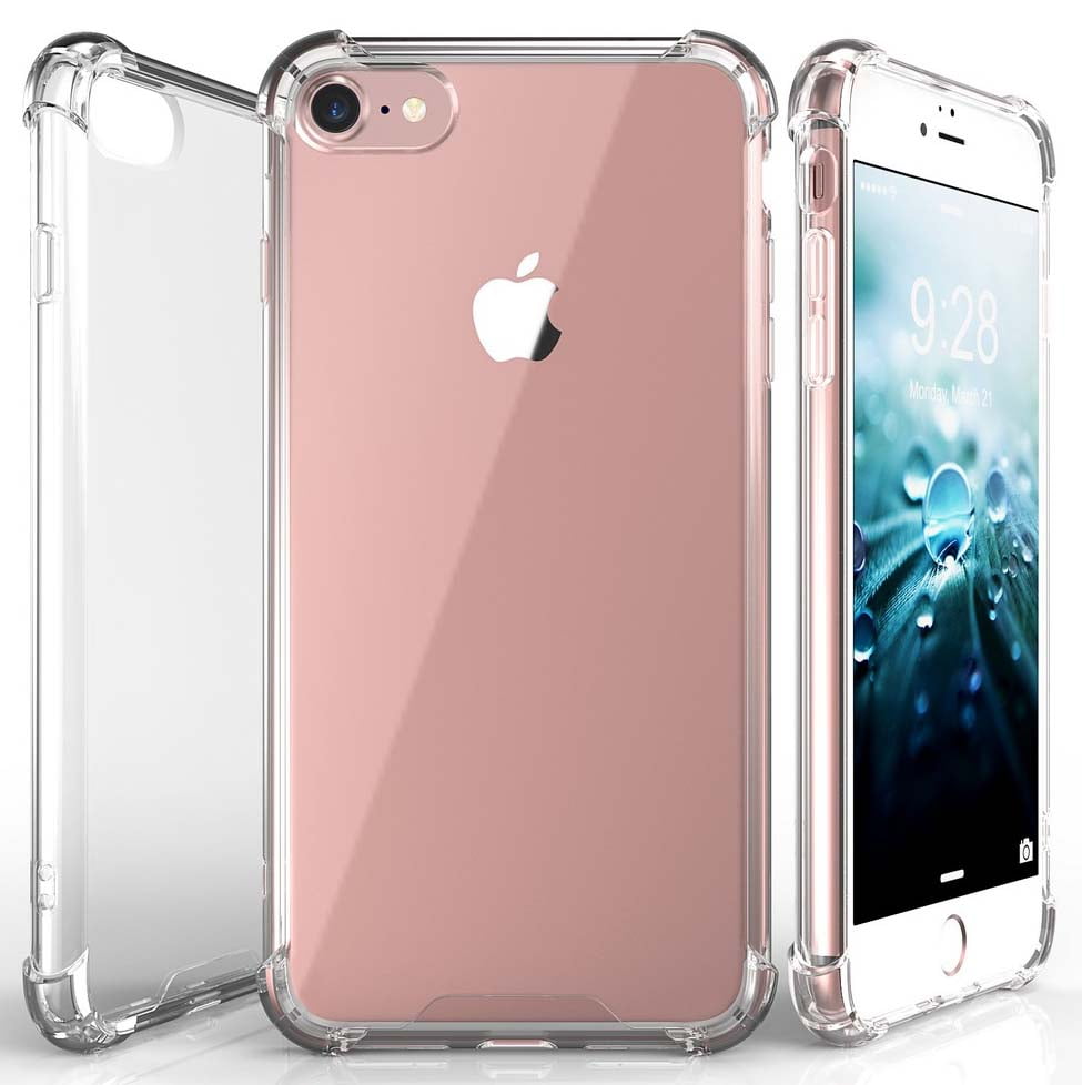 Case for iPhone 8, Clear Aquaflex Transparent Flexible TPU [Shock  Absorbing] Bumper Cover fits SE3, SE2, iPhone 8, iPhone 7 - Walmart.com