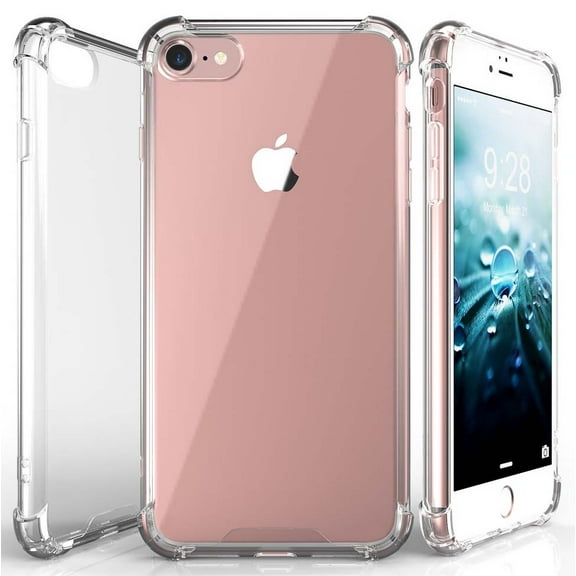 Case for iPhone 8, Clear Aquaflex Transparent Flexible TPU [Shock Absorbing] Bumper Cover fits SE3, SE2, iPhone 8, iPhone 7