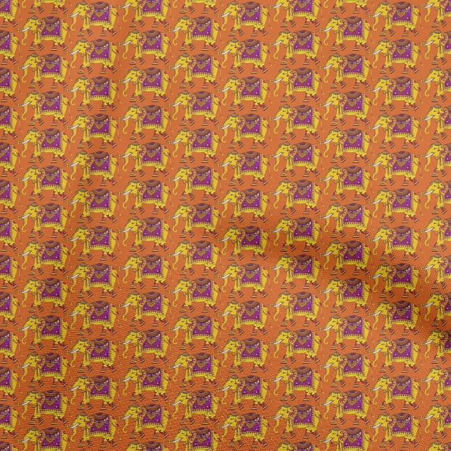 oneOone Rayon Orange Fabric Kalamkari Craft Projects Decor Fabric Printed By The Yard 56 Inch Wide