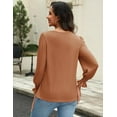 thumbnail image 4 of Weardear Long Sleeve Tops for Women Casual V Neck Loose Chiffon Work Blouse Smocked Tunic Shirts, 4 of 7