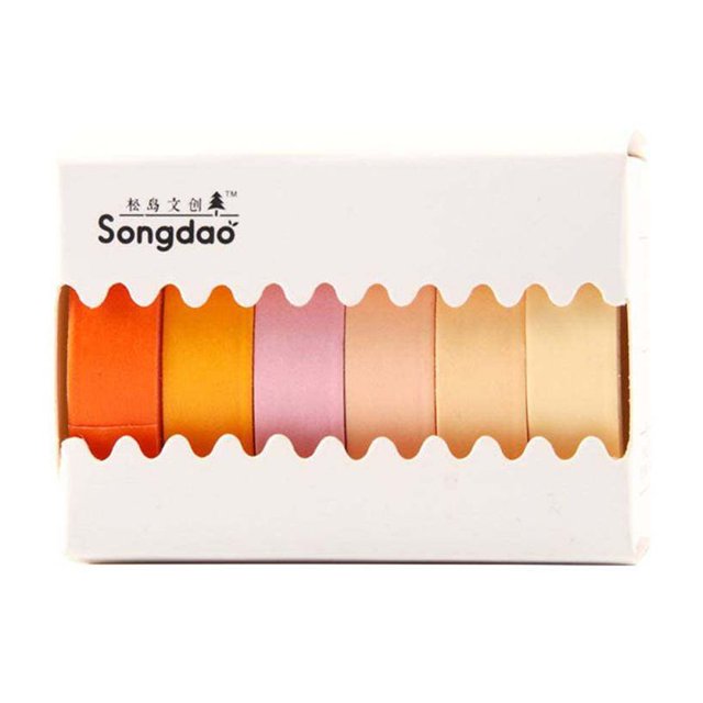 Methold 6 unids/set DIY Washi Tape Color sólido cinta de embalaje Scrapbooking decorativo artesanía Washi cinta adhesiva cartulina