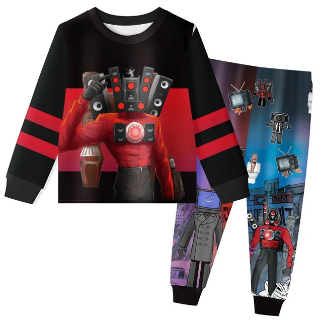 Skibidi-Conjunto de pijama para niños, ropa de dormir con estampado de dibujos animados, de manga larga, para ocio, para Halloween