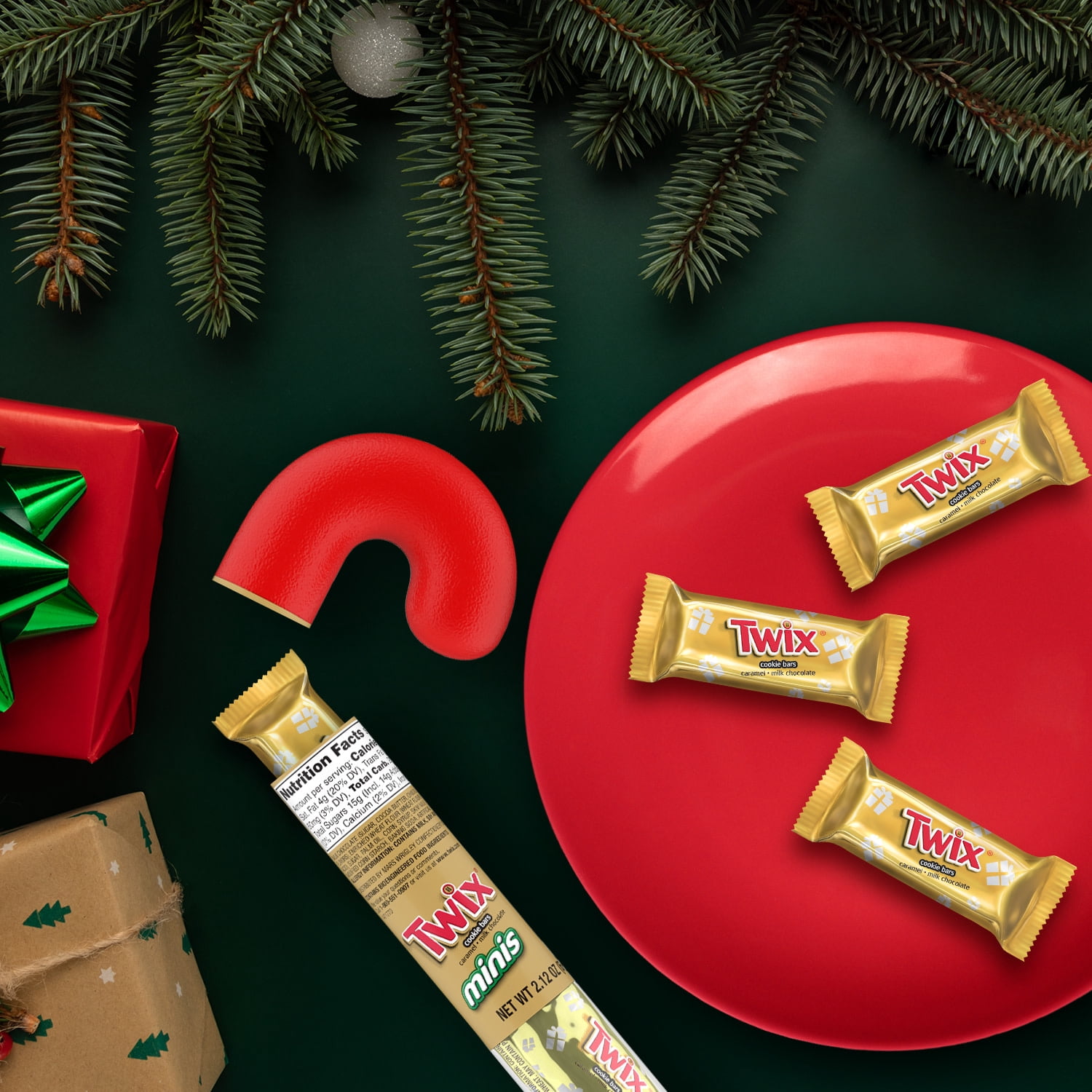 (3 pack) Twix Minis Chocolate Bars Christmas Candy Cane - 2.12 oz