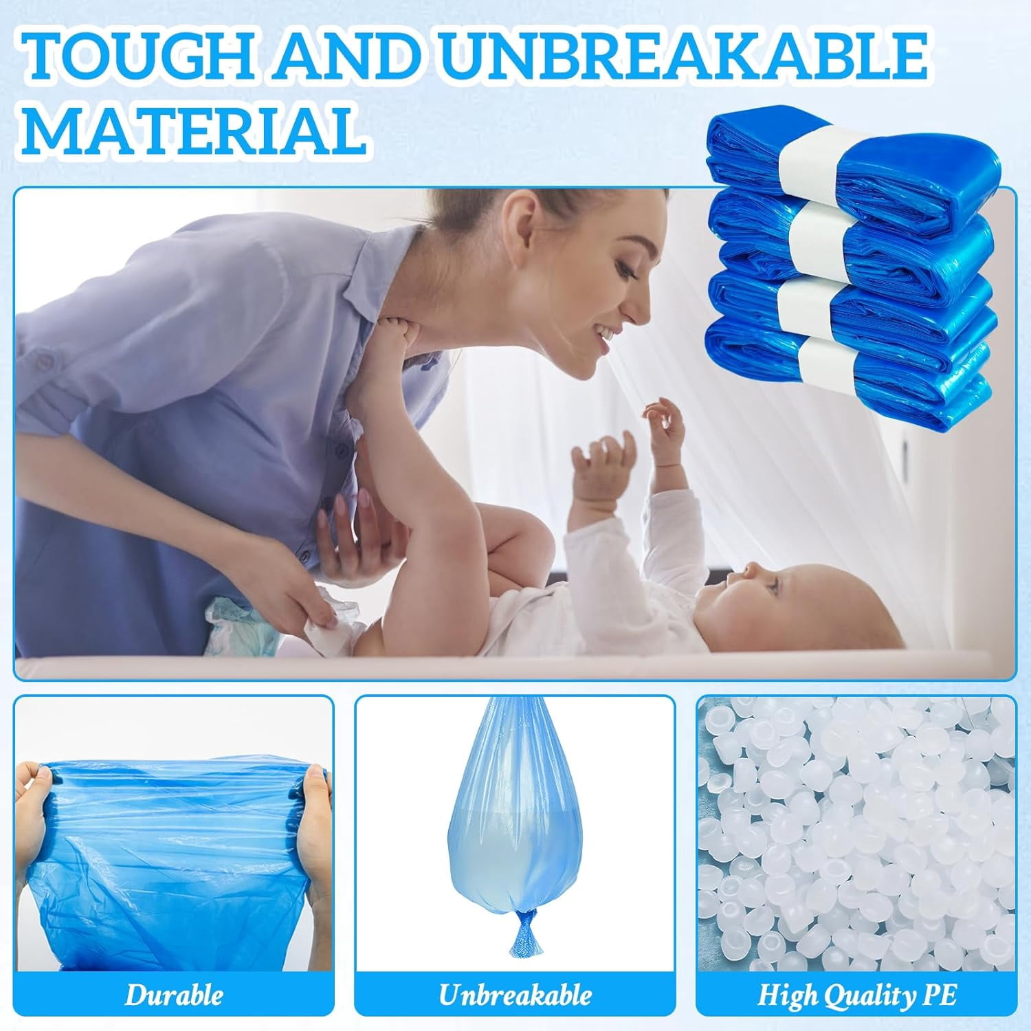 15 PCS Nappy Bin Refills Bags,Lemon Scented Nappy Sacks for Odorproof, Blue Twist and Click Nappy Bin Refills Compatible with Tommee Tippee, Angelcare, Diaper Genie