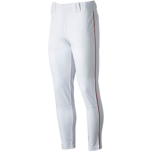 Marucci Men's Excel Full Length Tapered DoubleKnit Baseball Pants White/Red M