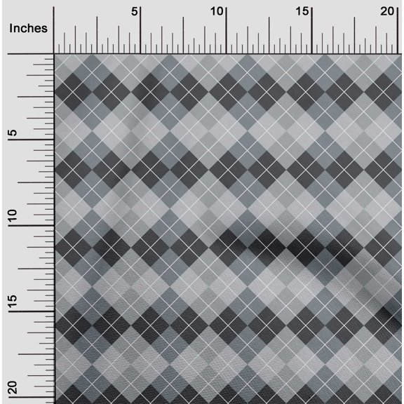 oneOone Silk Tabby Gray Fabric Argyle Check Quilting Supplies Print Sewing Fabric By The Yard 42 Inches Wide